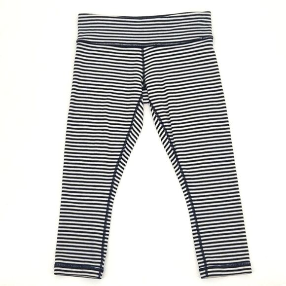 Lululemon Wunder Under Crop High Rise Full On Luxtreme 21 Legging Stripe Black 8 - Picture 1 of 10